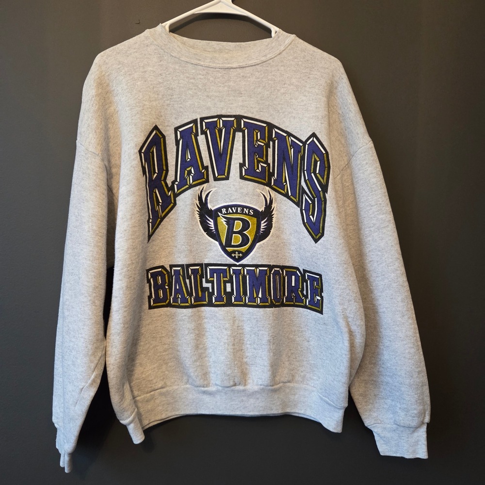 Vintage Baltimore‎ Ravens Logo 7 Crewneck Sweatshirt Grey Mens Large NFL 90s